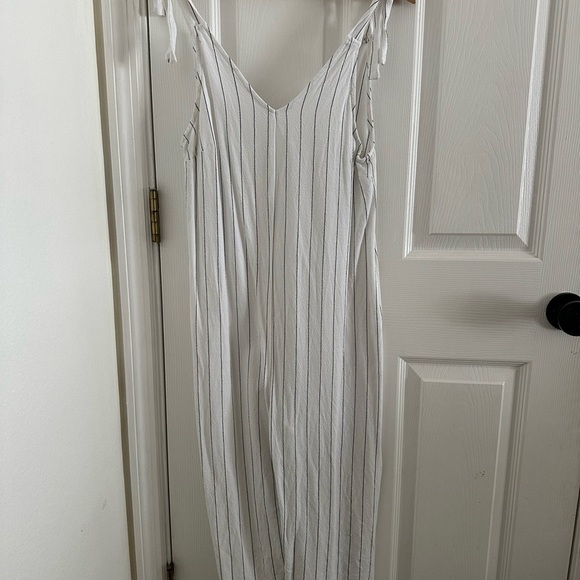 White Pin Striped Jumpsuit - Picture 1 of 4